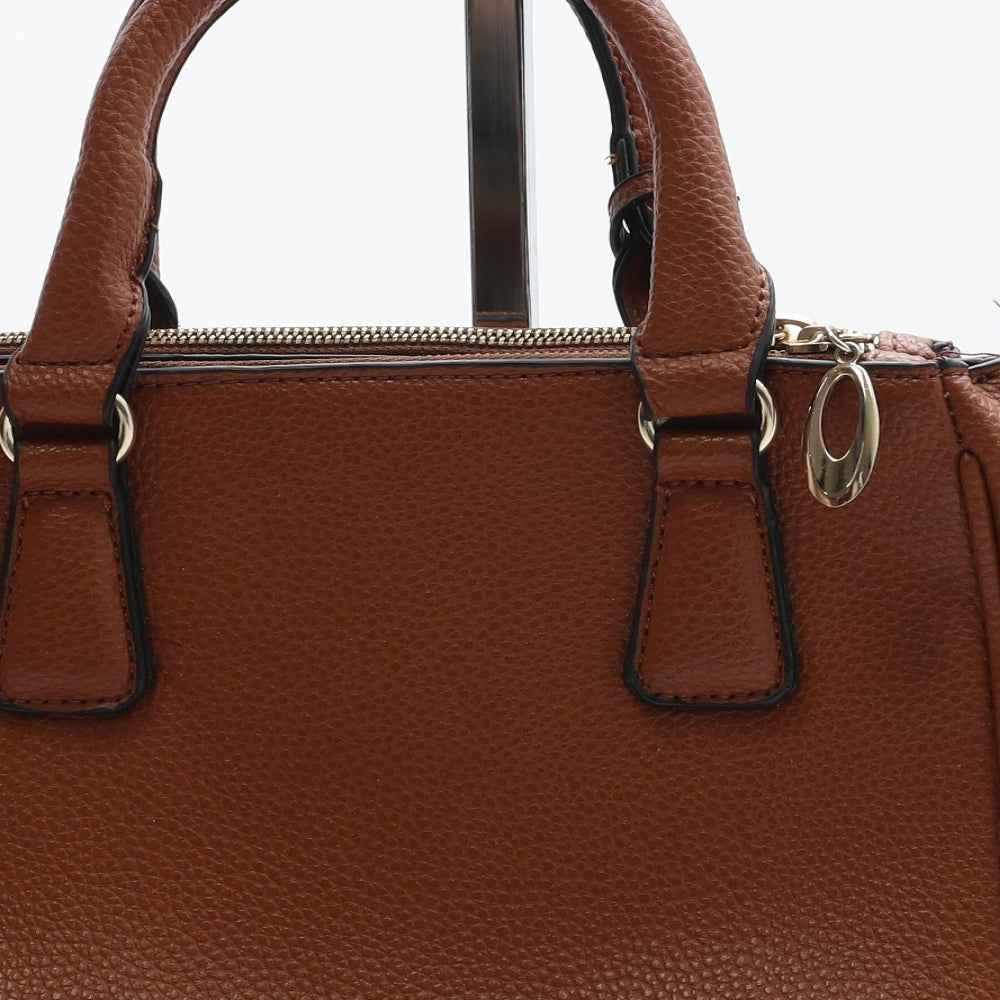 Preworn Womens Brown Polyurethane Top Handle Bag Size Small