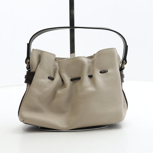 Karen Millen Womens Beige Leather Top Handle Bag Size Small