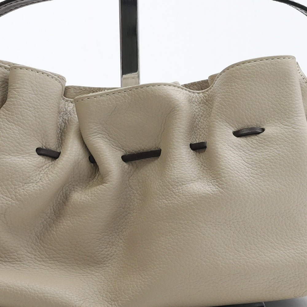 Karen Millen Womens Beige Leather Top Handle Bag Size Small