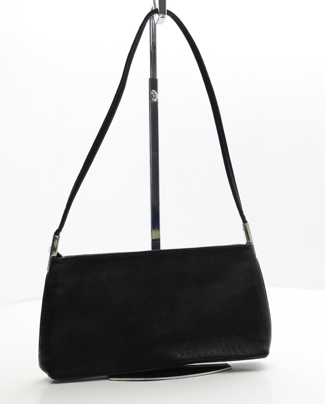 Joanna Hall Womens Black Geometric Polyurethane Shoulder Bag Size Small