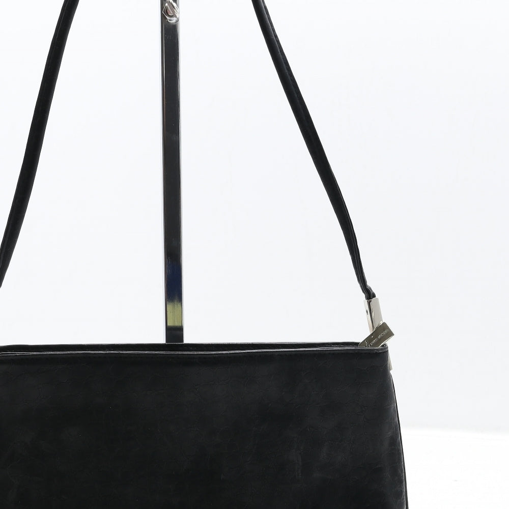 Joanna Hall Womens Black Geometric Polyurethane Shoulder Bag Size Small