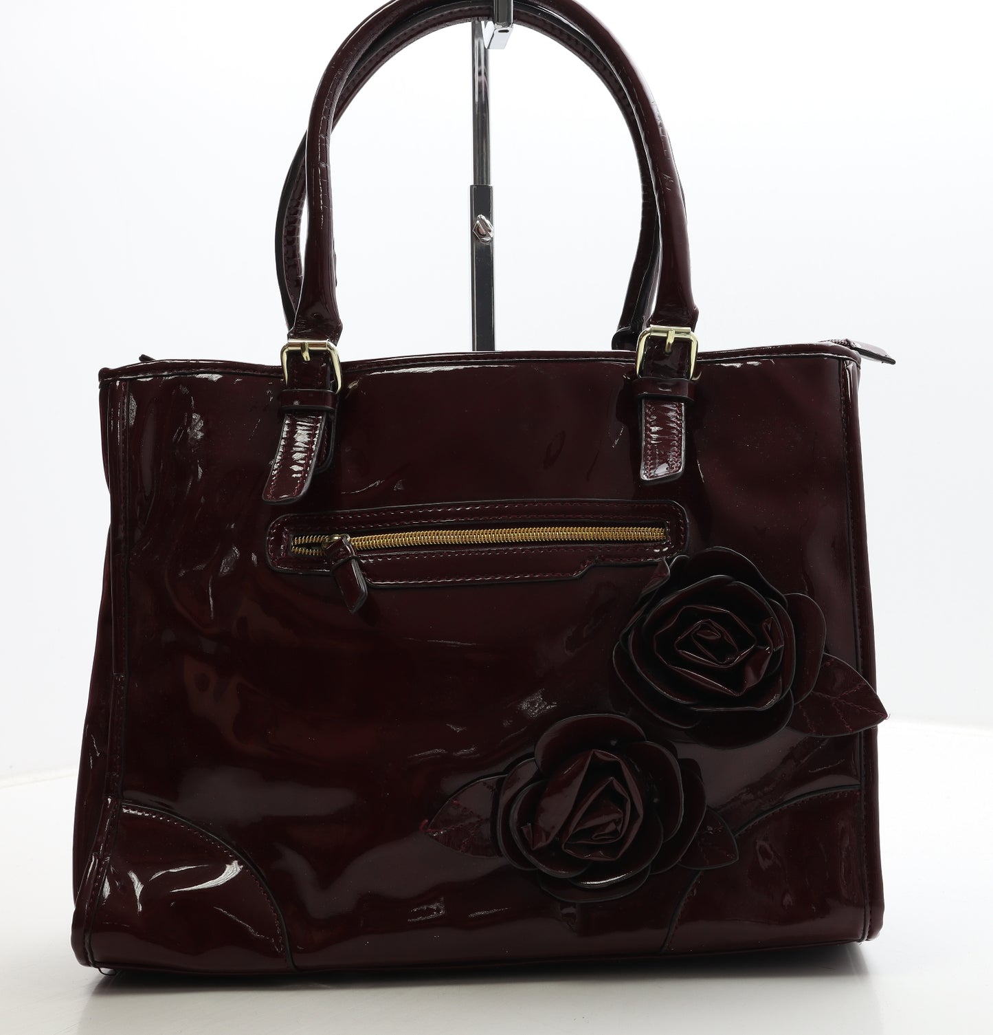 NEXT Womens Red Polyurethane Top Handle Bag Size Large - Flower Detail
