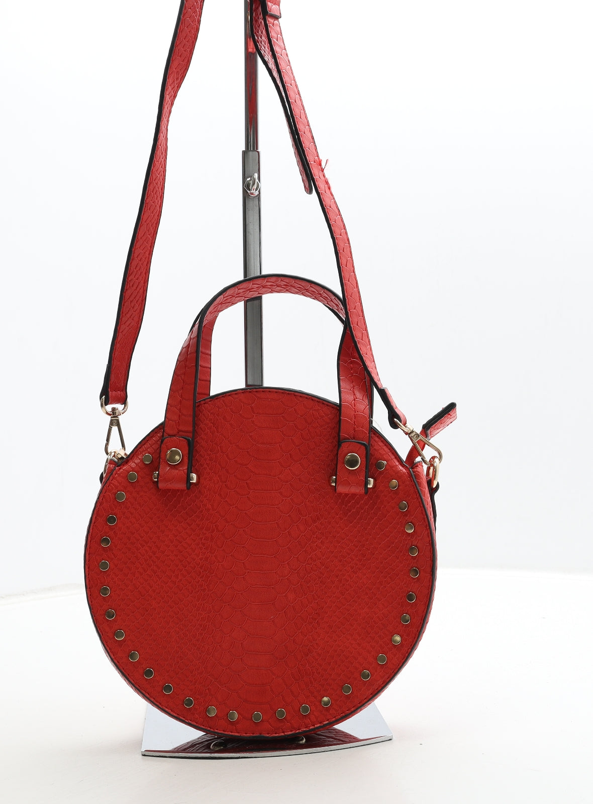 Preworn Womens Red Animal Print PVC Crossbody Size Small - Snake Skin Print