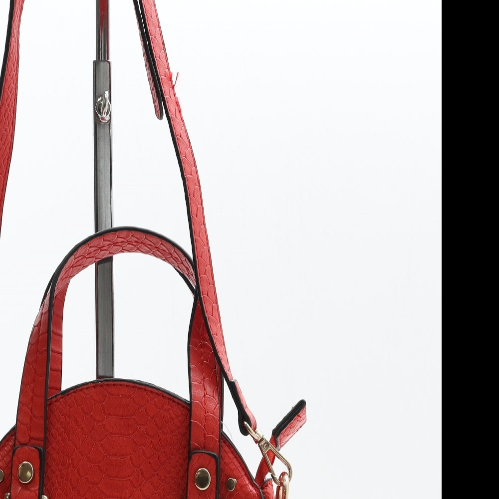 Preworn Womens Red Animal Print PVC Crossbody Size Small - Snake Skin Print