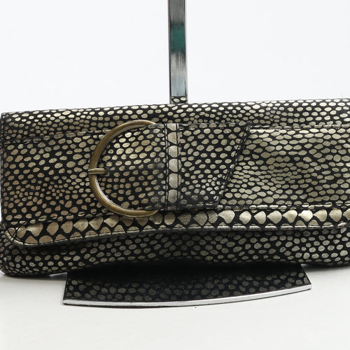 Preworn Womens Gold Geometric Polyester Clutch Size Small