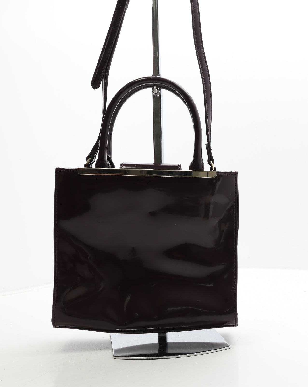 Marks and Spencer Womens Burgundy Polyurethane Top Handle Bag Size Medium