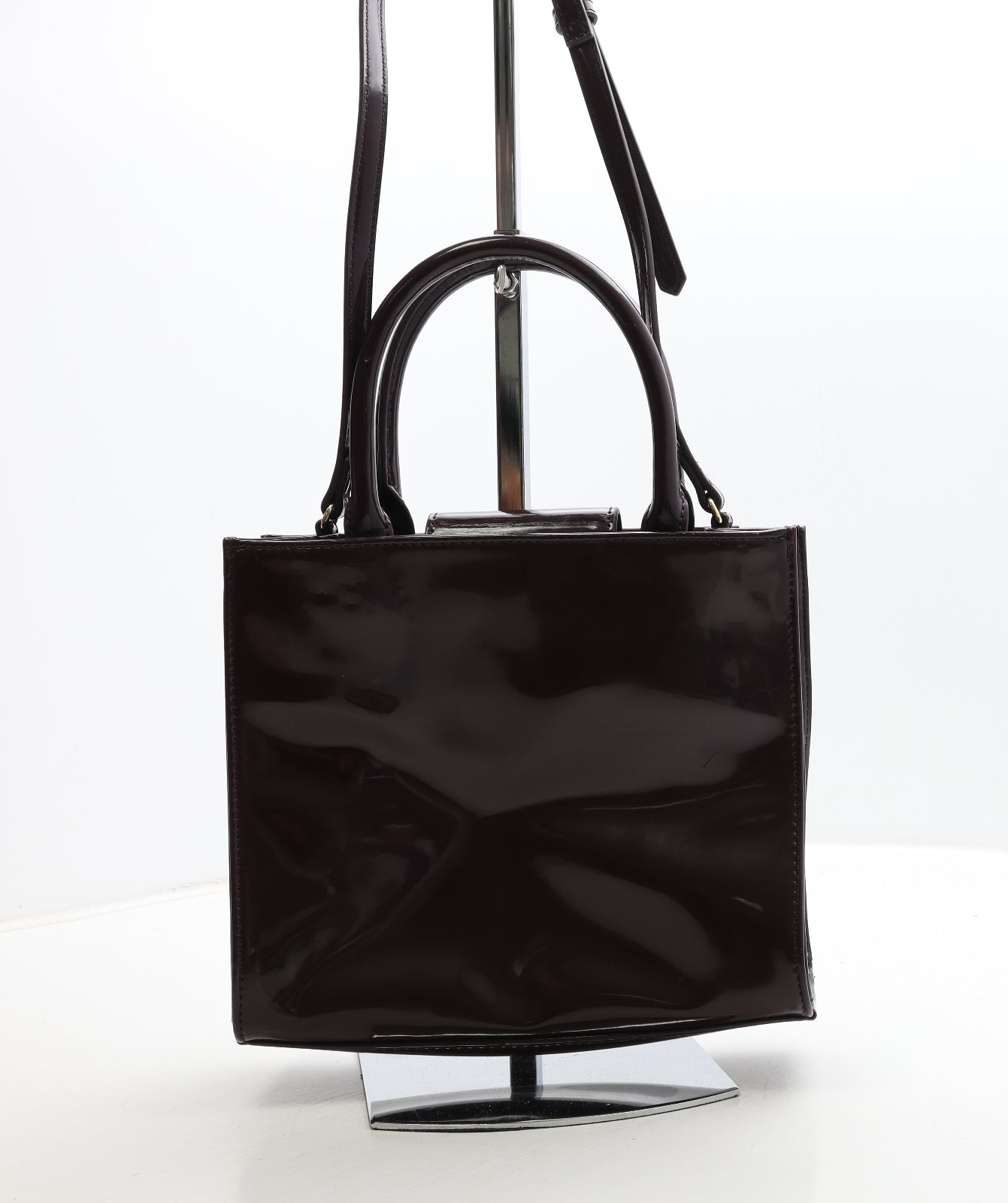 Marks and Spencer Womens Burgundy Polyurethane Top Handle Bag Size Medium