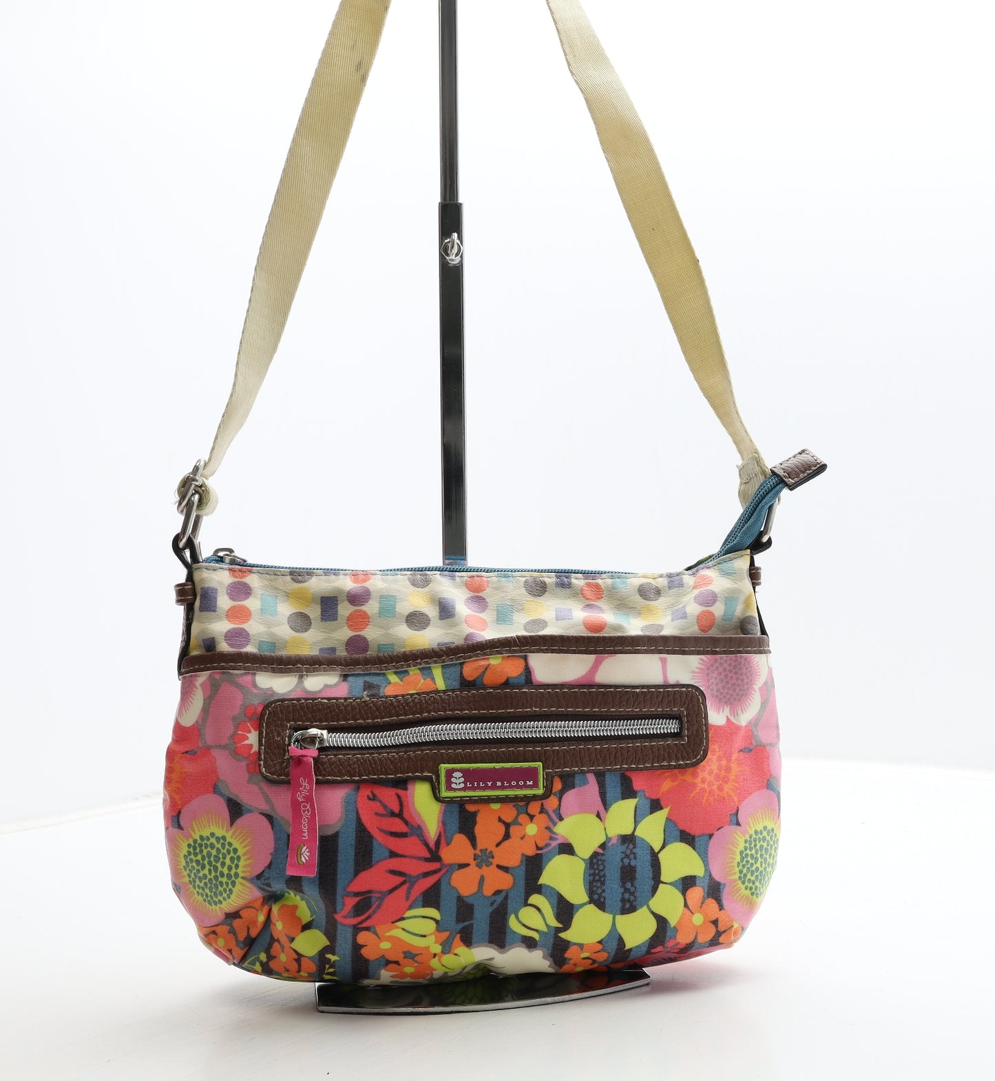 Lily Bloom Womens Multicoloured Floral Vinyl Crossbody Size Medium