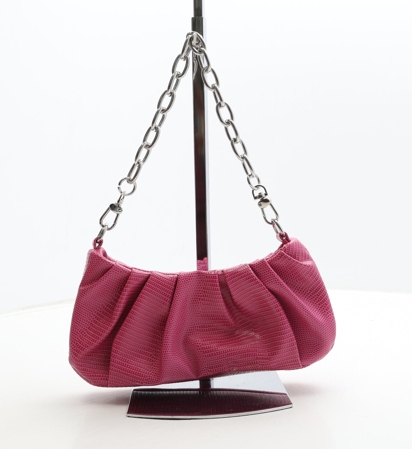 ASOS Womens Pink Geometric Polyurethane Top Handle Bag Size Small