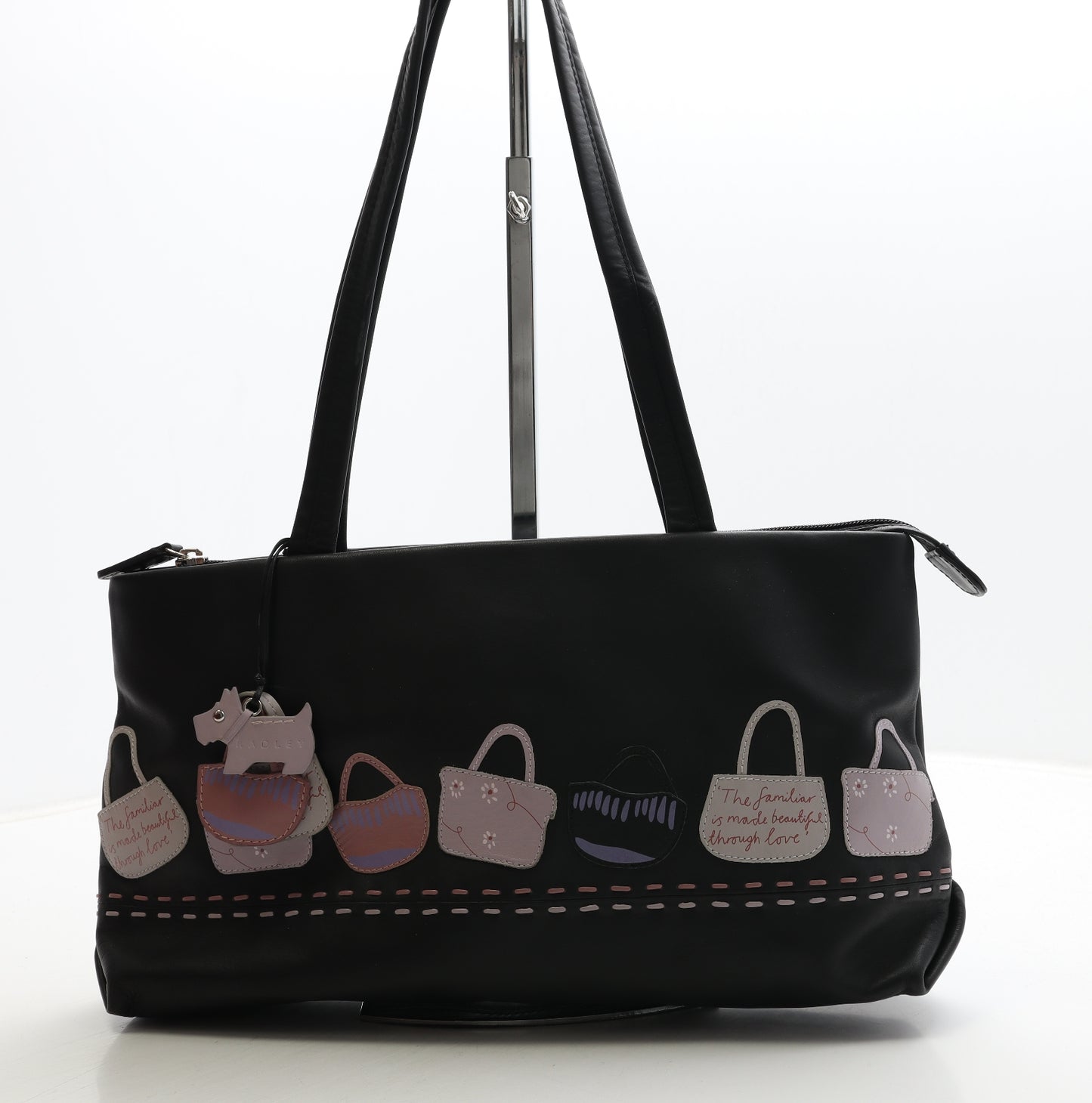 Radley Womens Black Leather Top Handle Bag Size Medium - Handbag Detail