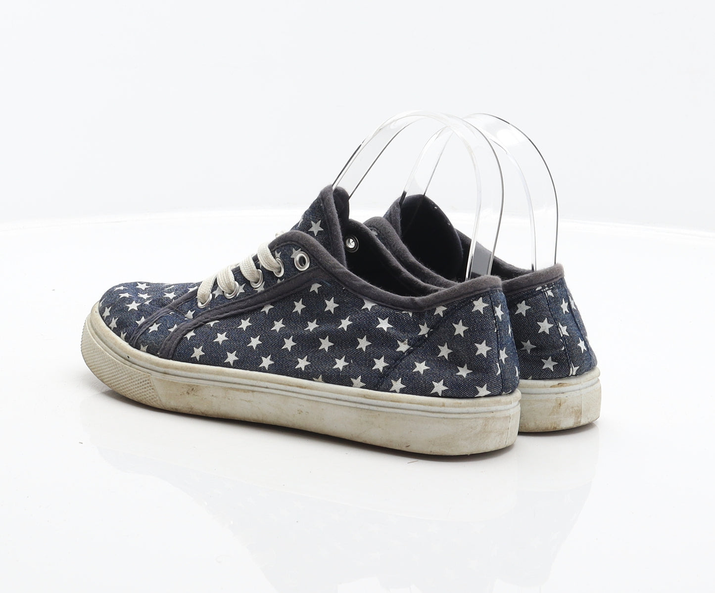 Preworn Girls Blue Geometric Fabric Trainer UK 2 - Stars pattern