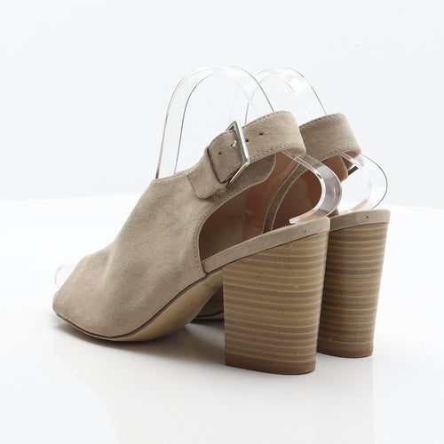 New Look Womens Beige Polyester Slingback Heel UK 4 37