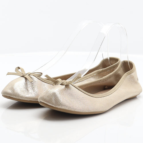 George Womens Gold Polyester Ballet Flat UK 5 38