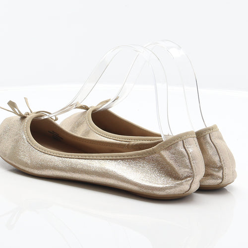 George Womens Gold Polyester Ballet Flat UK 5 38