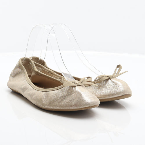 George Womens Gold Polyester Ballet Flat UK 5 38