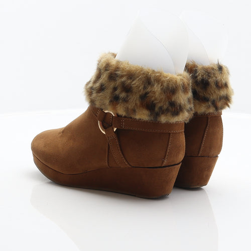 Preworn Girls Brown Polyester Bootie Boot UK 1 33