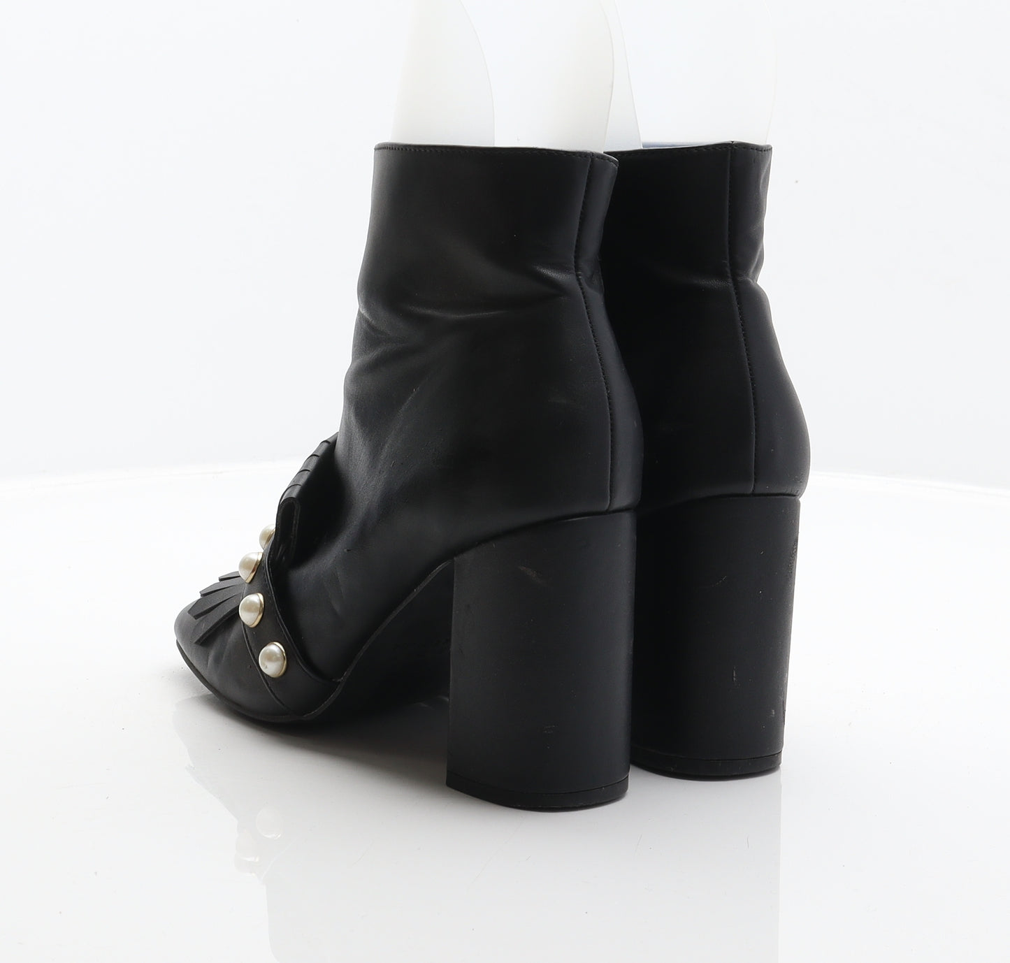 Primark Womens Black Synthetic Bootie Boot UK 5 38 - Pearl detail