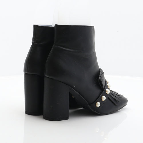Primark Womens Black Synthetic Bootie Boot UK 5 38 - Pearl detail