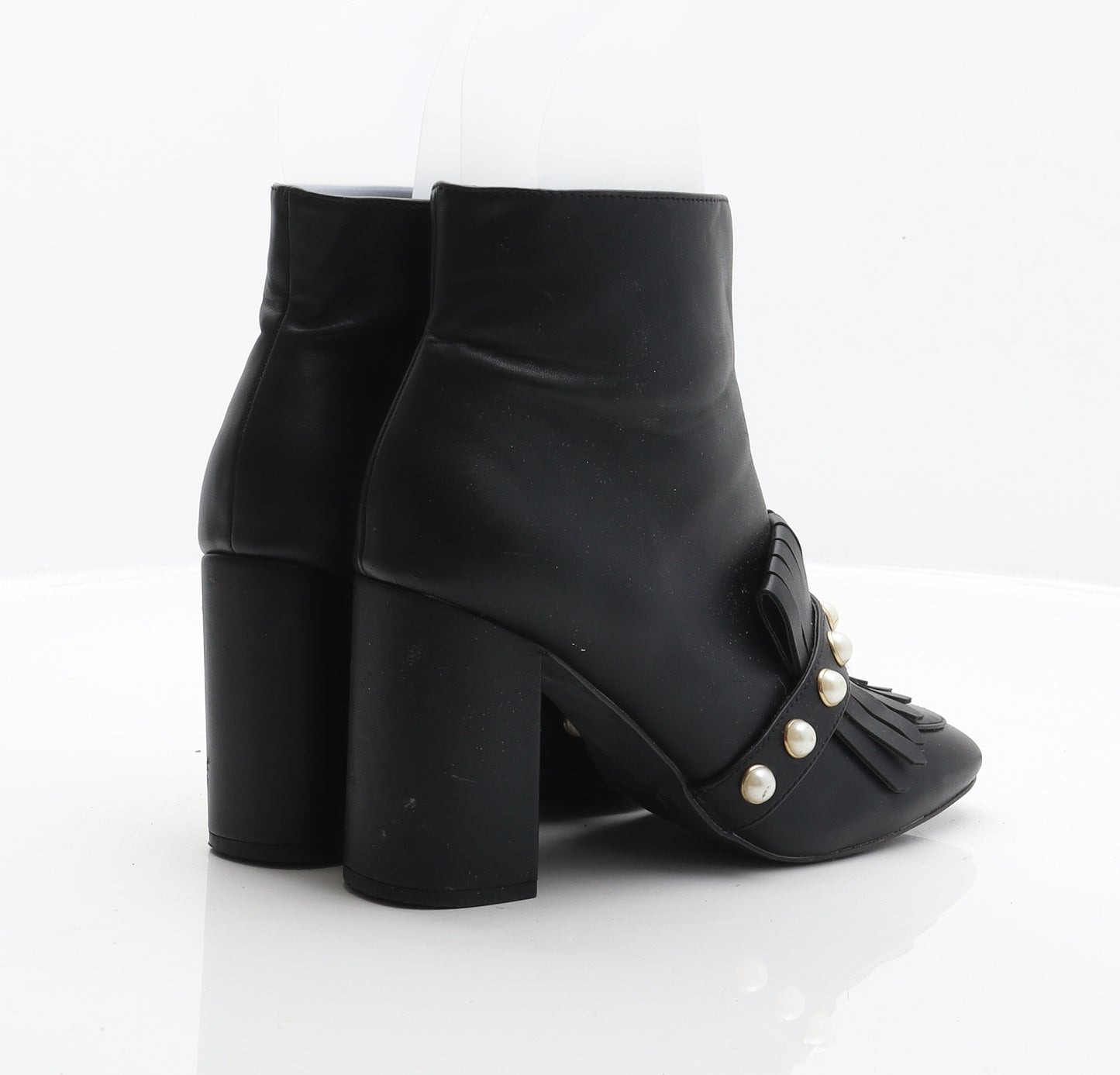 Primark Womens Black Synthetic Bootie Boot UK 5 38 - Pearl detail