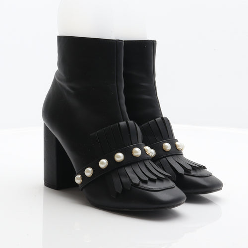Primark Womens Black Synthetic Bootie Boot UK 5 38 - Pearl detail