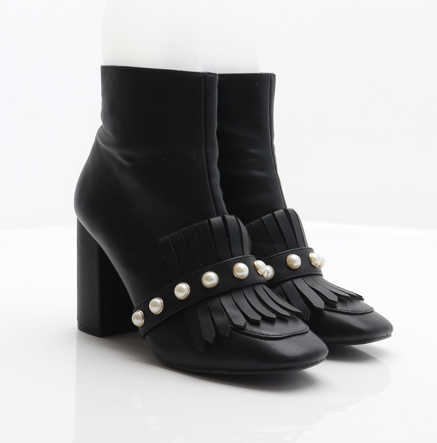 Primark Womens Black Synthetic Bootie Boot UK 5 38 - Pearl detail