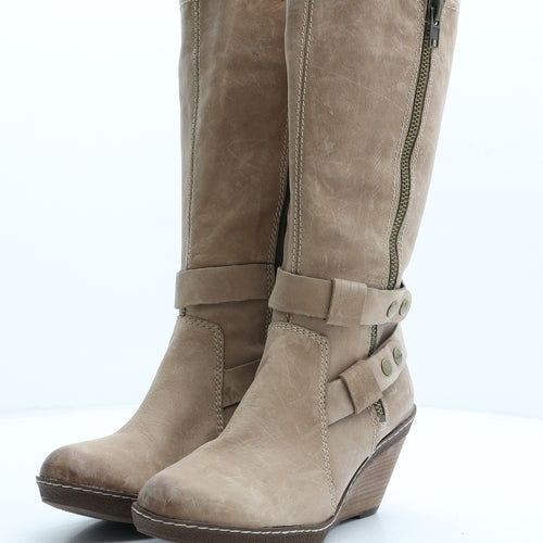 Clarks Womens Beige Suede Biker Boot UK 6.5