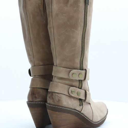 Clarks Womens Beige Suede Biker Boot UK 6.5