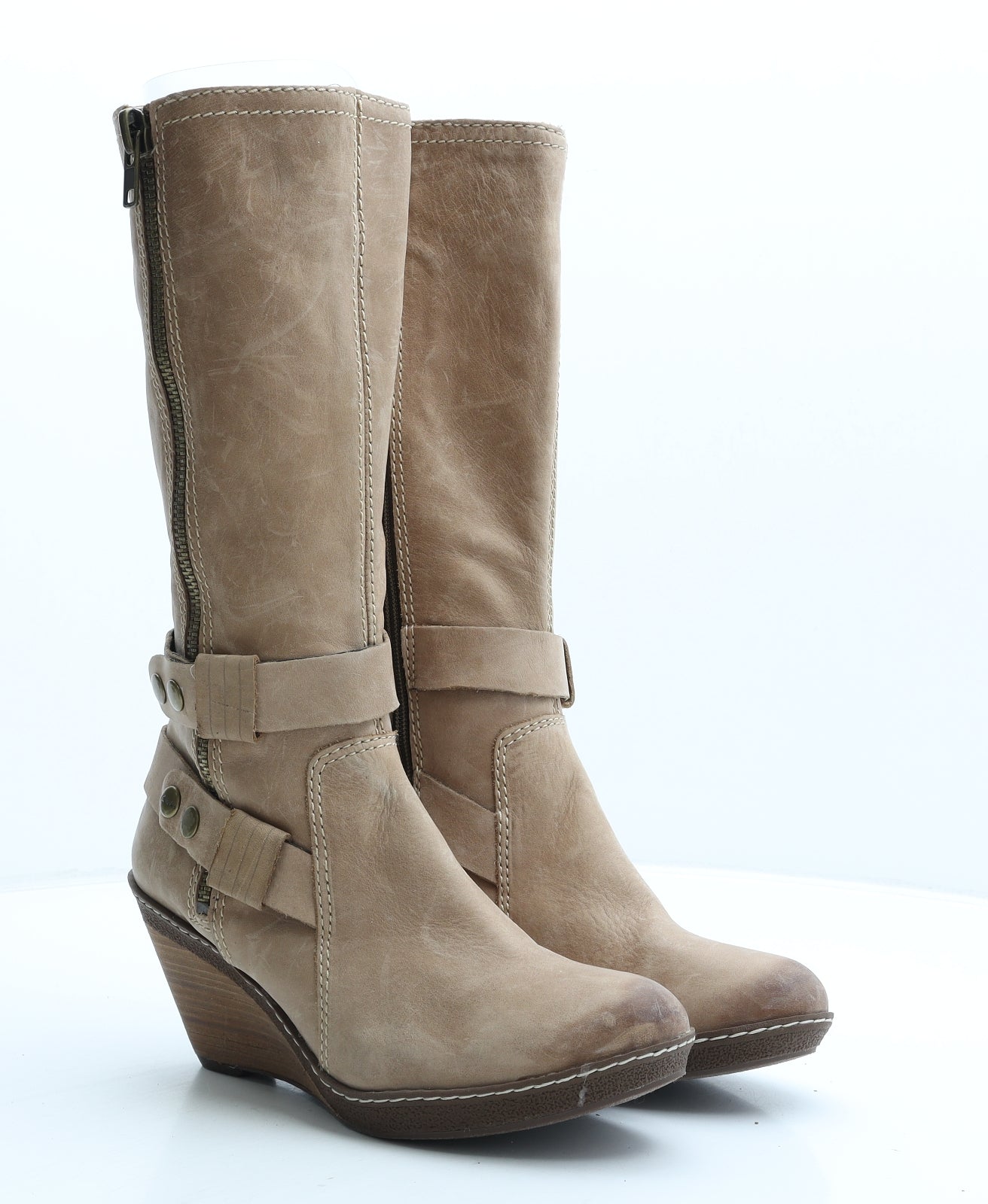 Clarks Womens Beige Suede Biker Boot UK 6.5