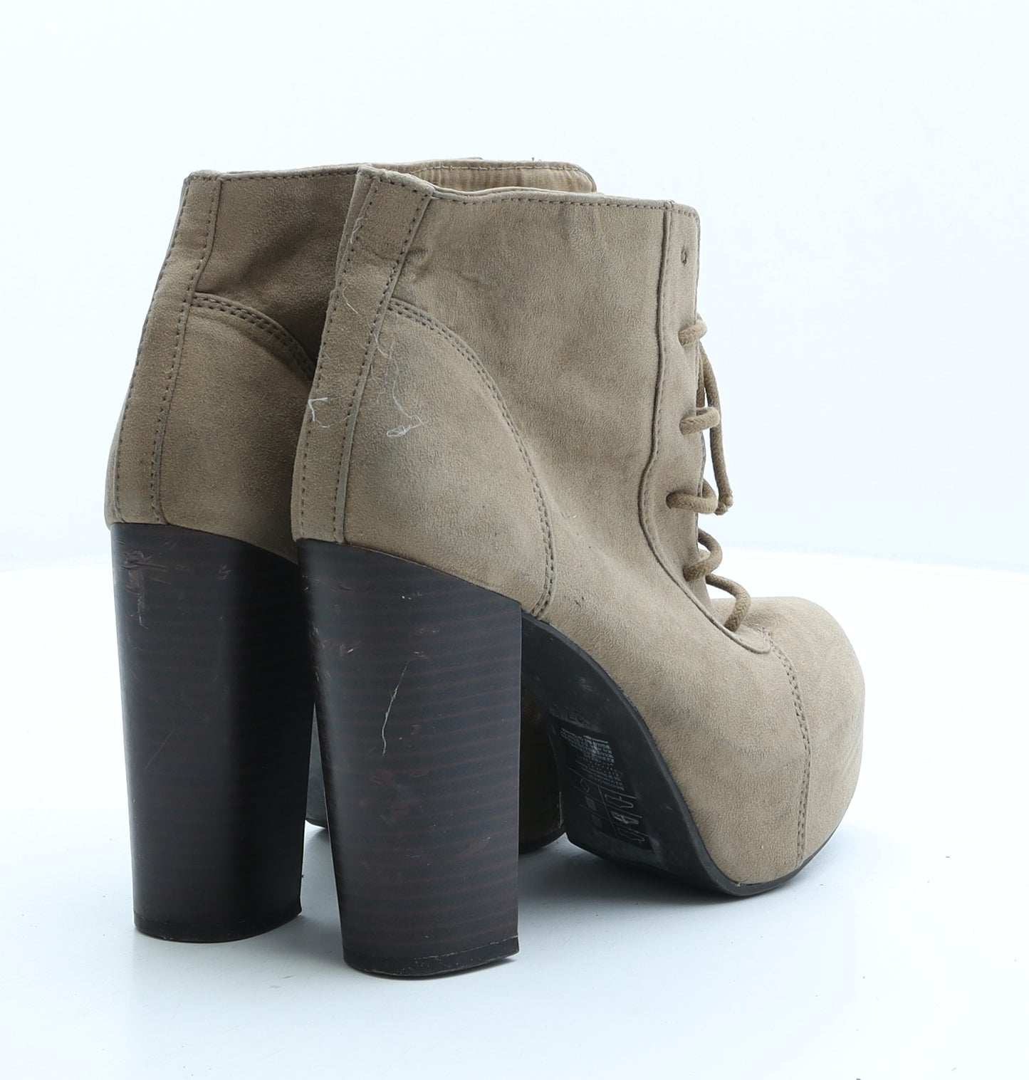 H&M Womens Beige Suede Biker Boot UK 4