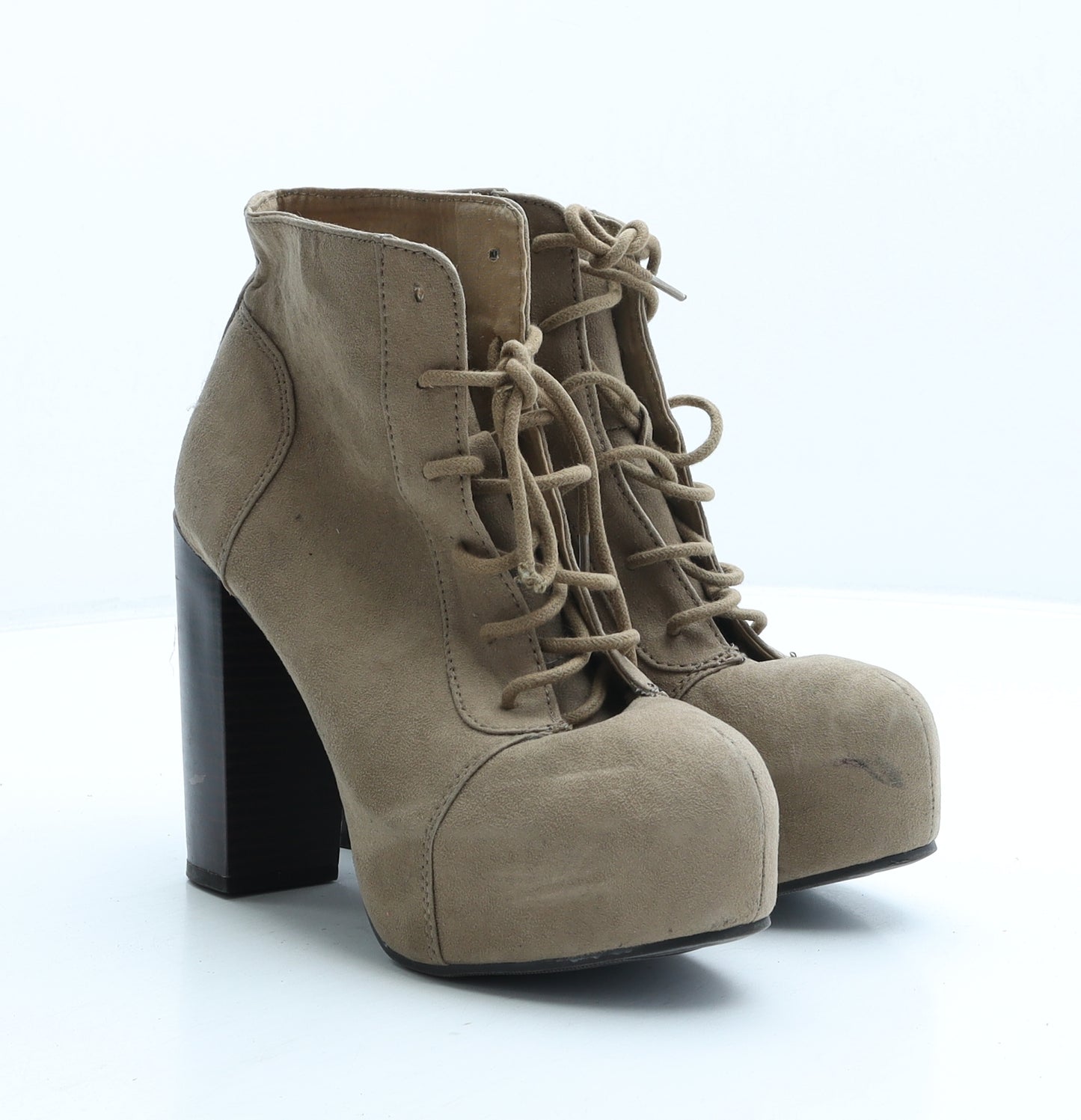 H&M Womens Beige Suede Biker Boot UK 4