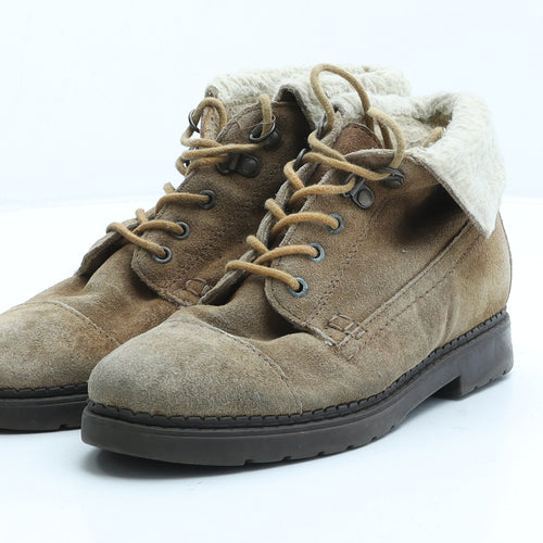 Preworn Womens Brown Suede Combat Boot UK 3 36