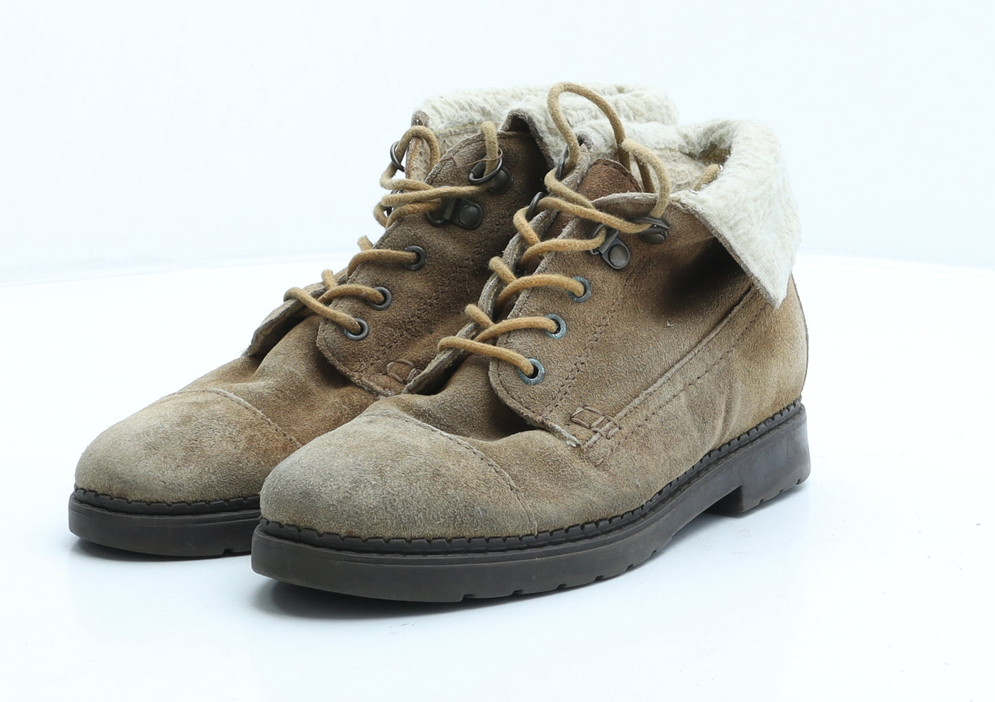 Preworn Womens Brown Suede Combat Boot UK 3 36