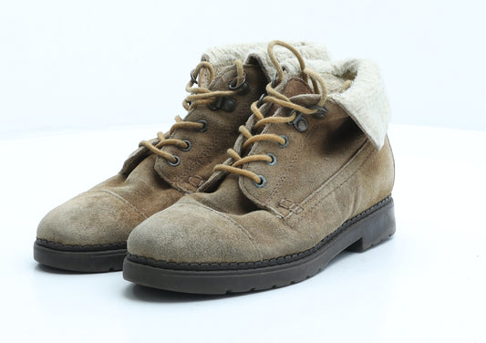 Preworn Womens Brown Suede Combat Boot UK 3 36