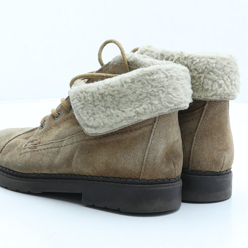 Preworn Womens Brown Suede Combat Boot UK 3 36