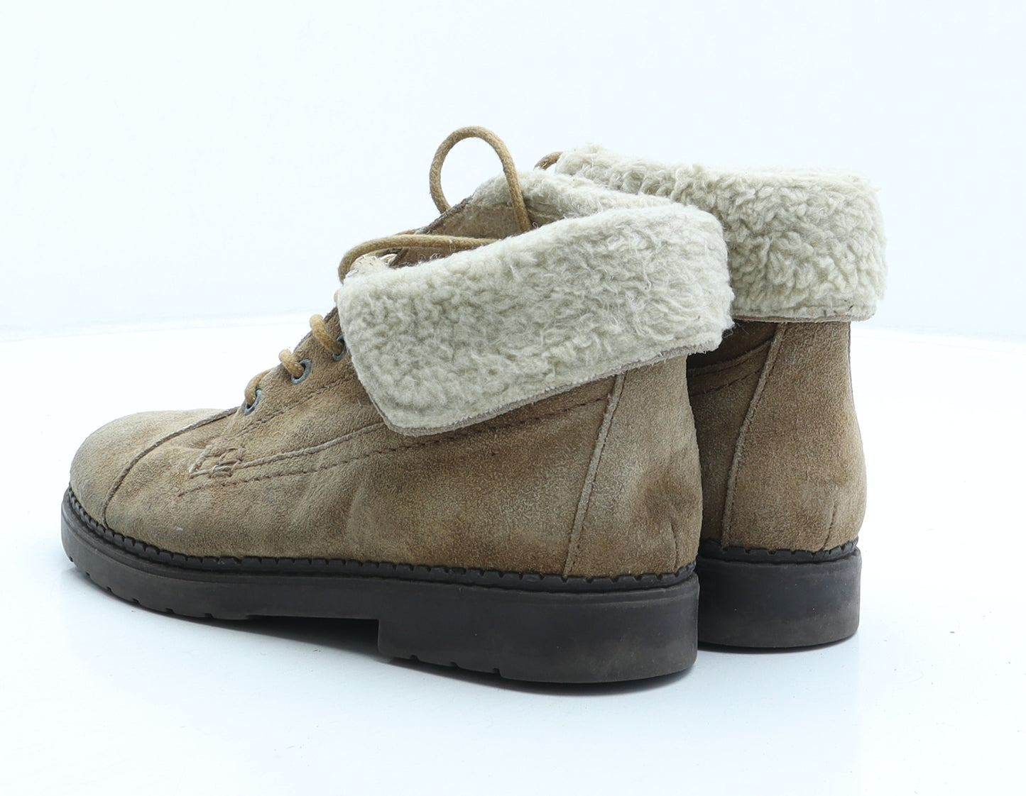 Preworn Womens Brown Suede Combat Boot UK 3 36