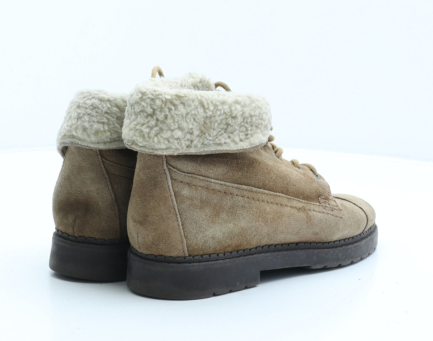 Preworn Womens Brown Suede Combat Boot UK 3 36