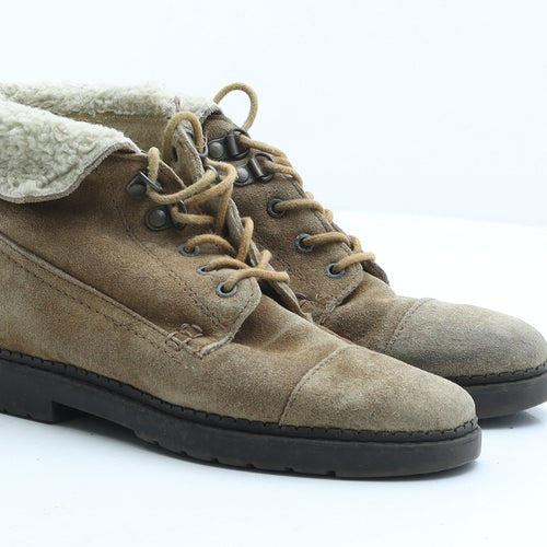 Preworn Womens Brown Suede Combat Boot UK 3 36