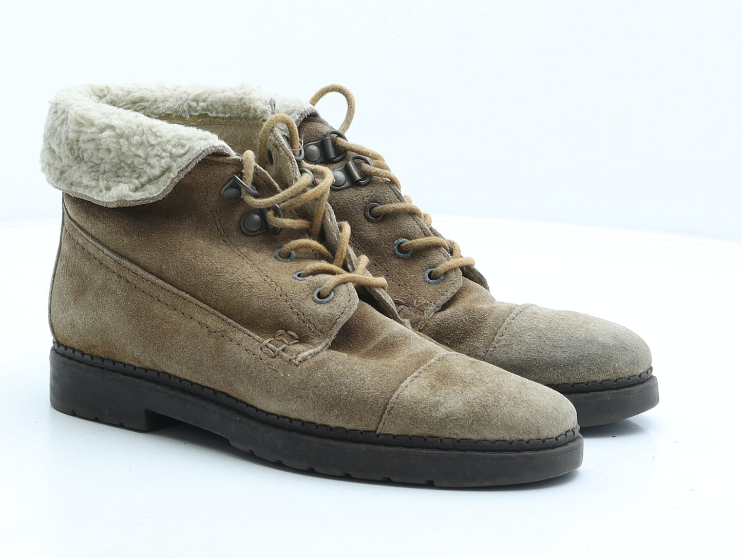 Preworn Womens Brown Suede Combat Boot UK 3 36