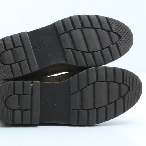 Preworn Womens Brown Suede Combat Boot UK 3 36