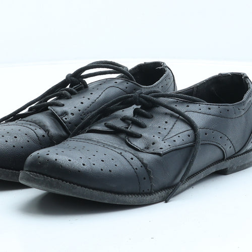 Atmosphere Womens Black Synthetic Oxford Casual UK 3 - Brogue Detail