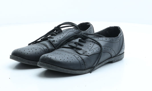 Atmosphere Womens Black Synthetic Oxford Casual UK 3 - Brogue Detail