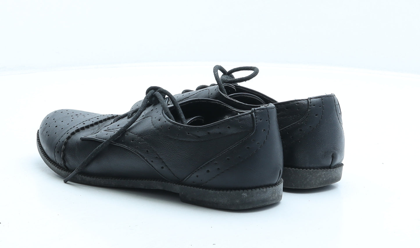 Atmosphere Womens Black Synthetic Oxford Casual UK 3 - Brogue Detail