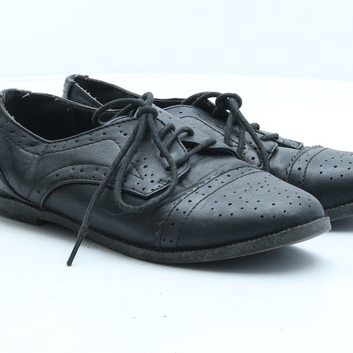 Atmosphere Womens Black Synthetic Oxford Casual UK 3 - Brogue Detail