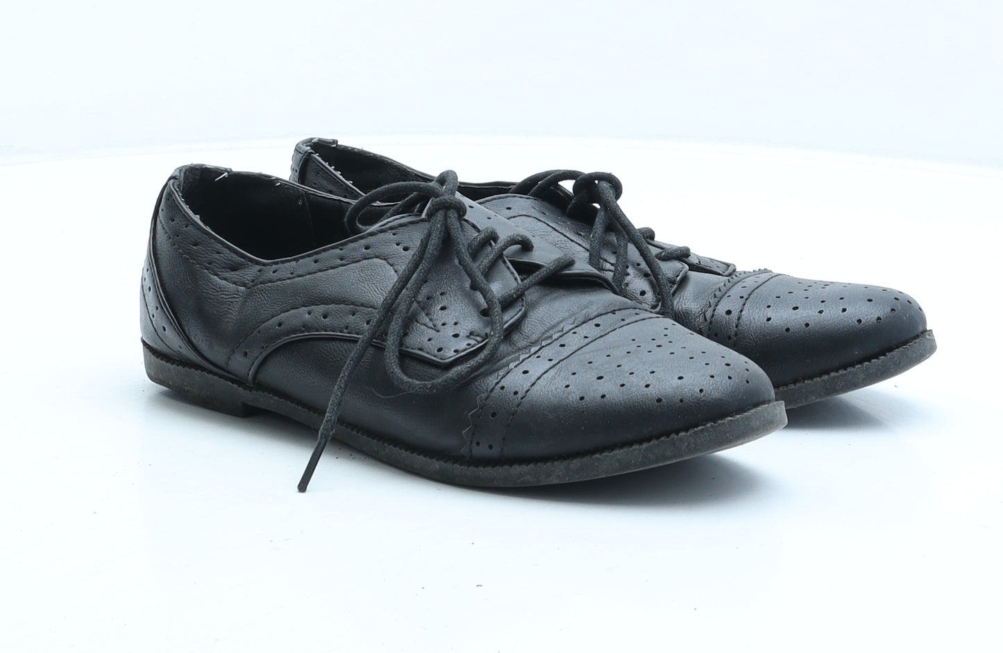 Atmosphere Womens Black Synthetic Oxford Casual UK 3 - Brogue Detail