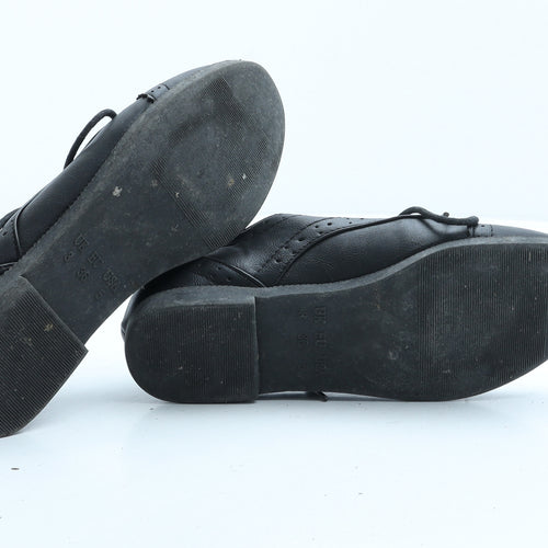 Atmosphere Womens Black Synthetic Oxford Casual UK 3 - Brogue Detail