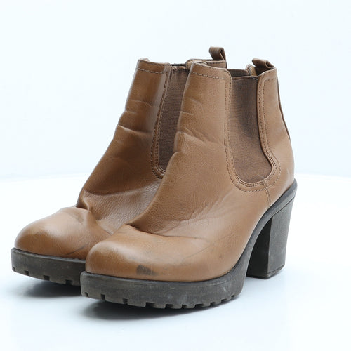 Preworn Womens Brown Synthetic Chelsea Boot UK 3