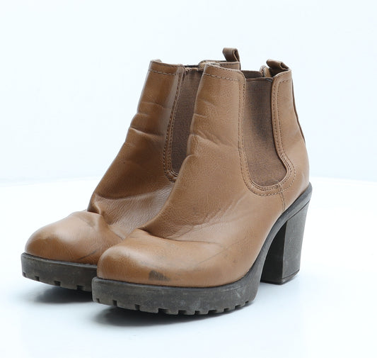 Preworn Womens Brown Synthetic Chelsea Boot UK 3
