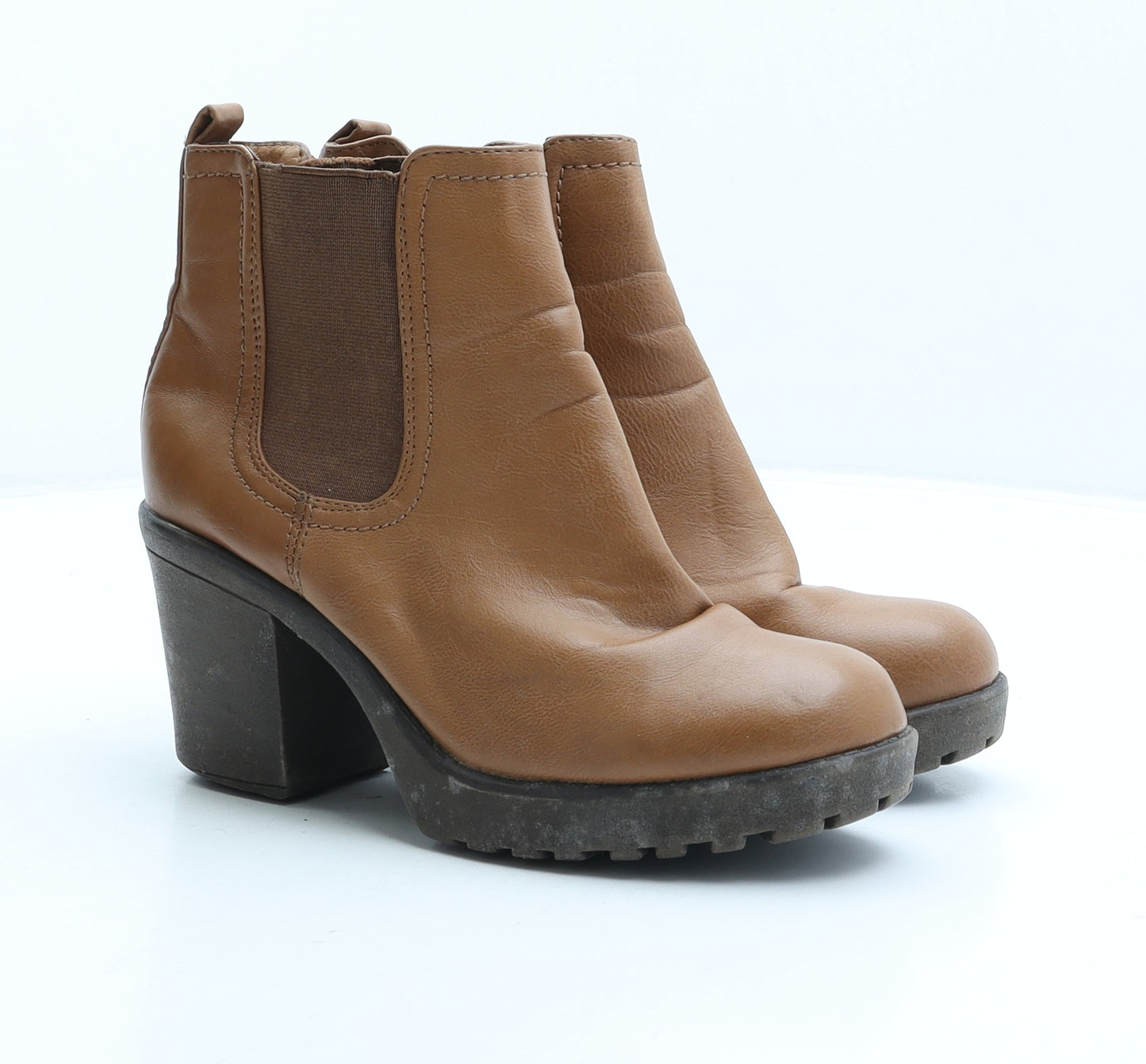 Preworn Womens Brown Synthetic Chelsea Boot UK 3