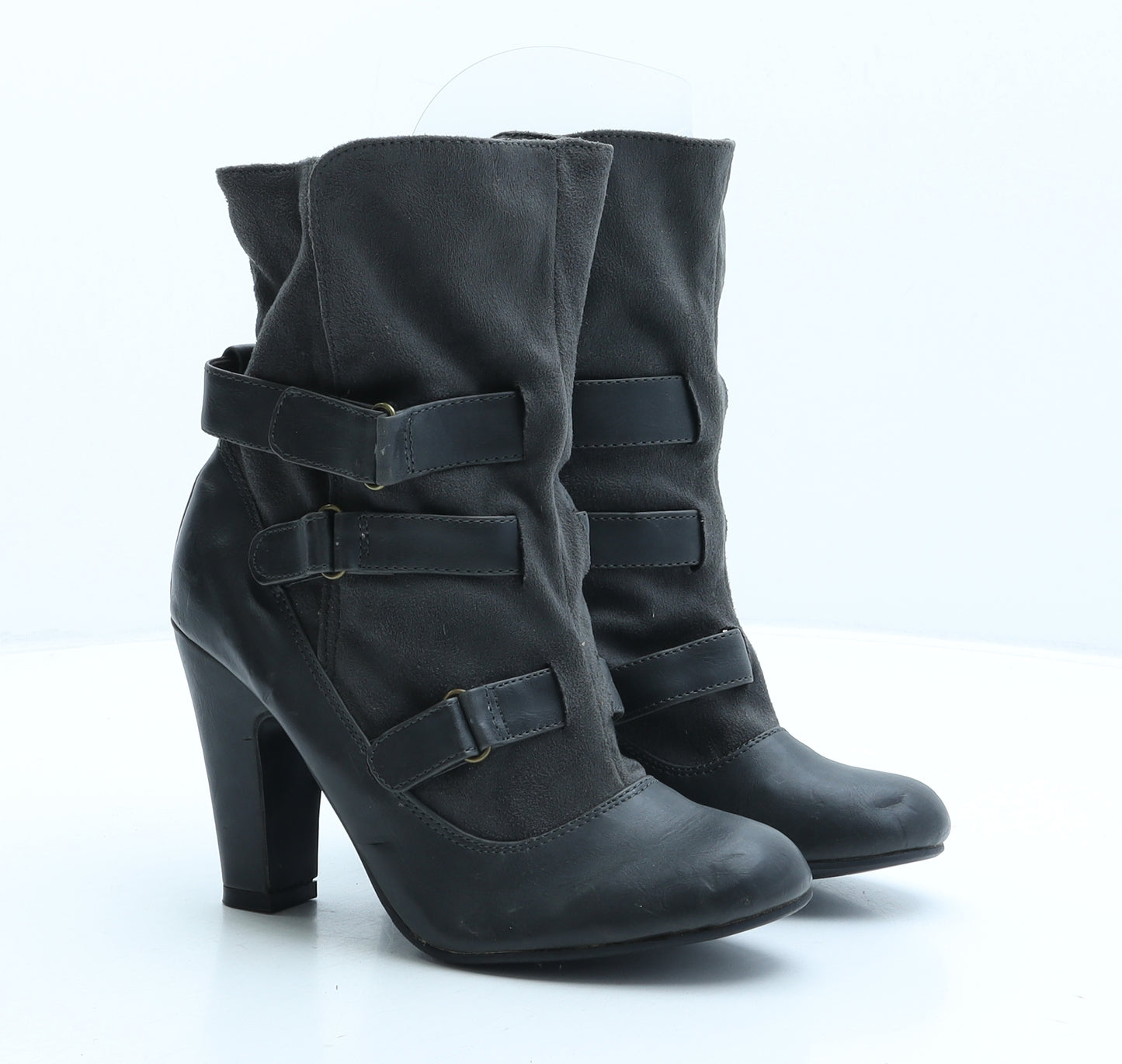 Atmosphere Womens Grey Suede Biker Boot UK 4