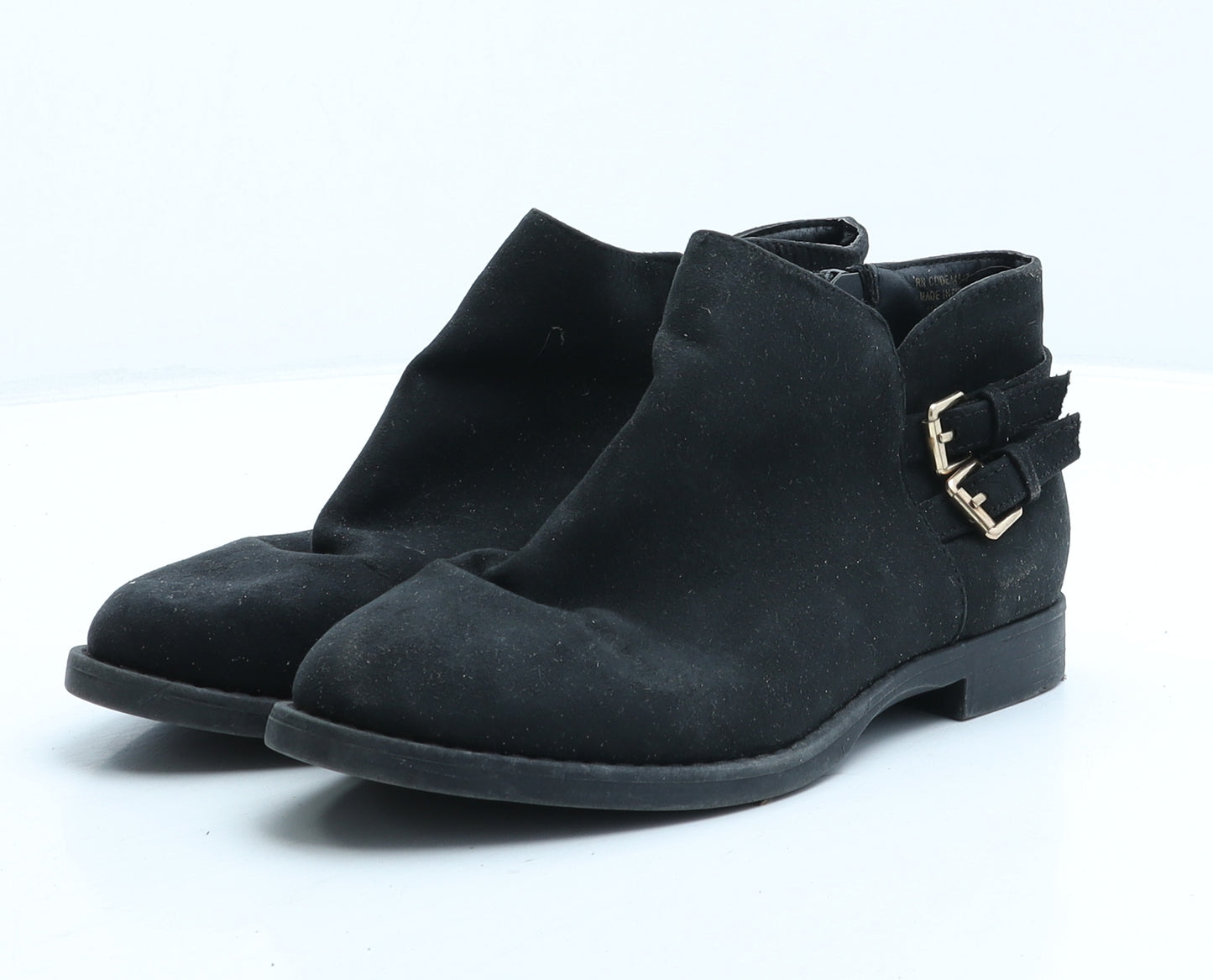 Preworn Womens Black Suede Biker Boot UK 4